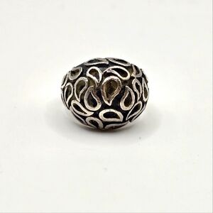 925 Sterling Silver Vintage Leaf Modernist Domed Ring Size 6.75